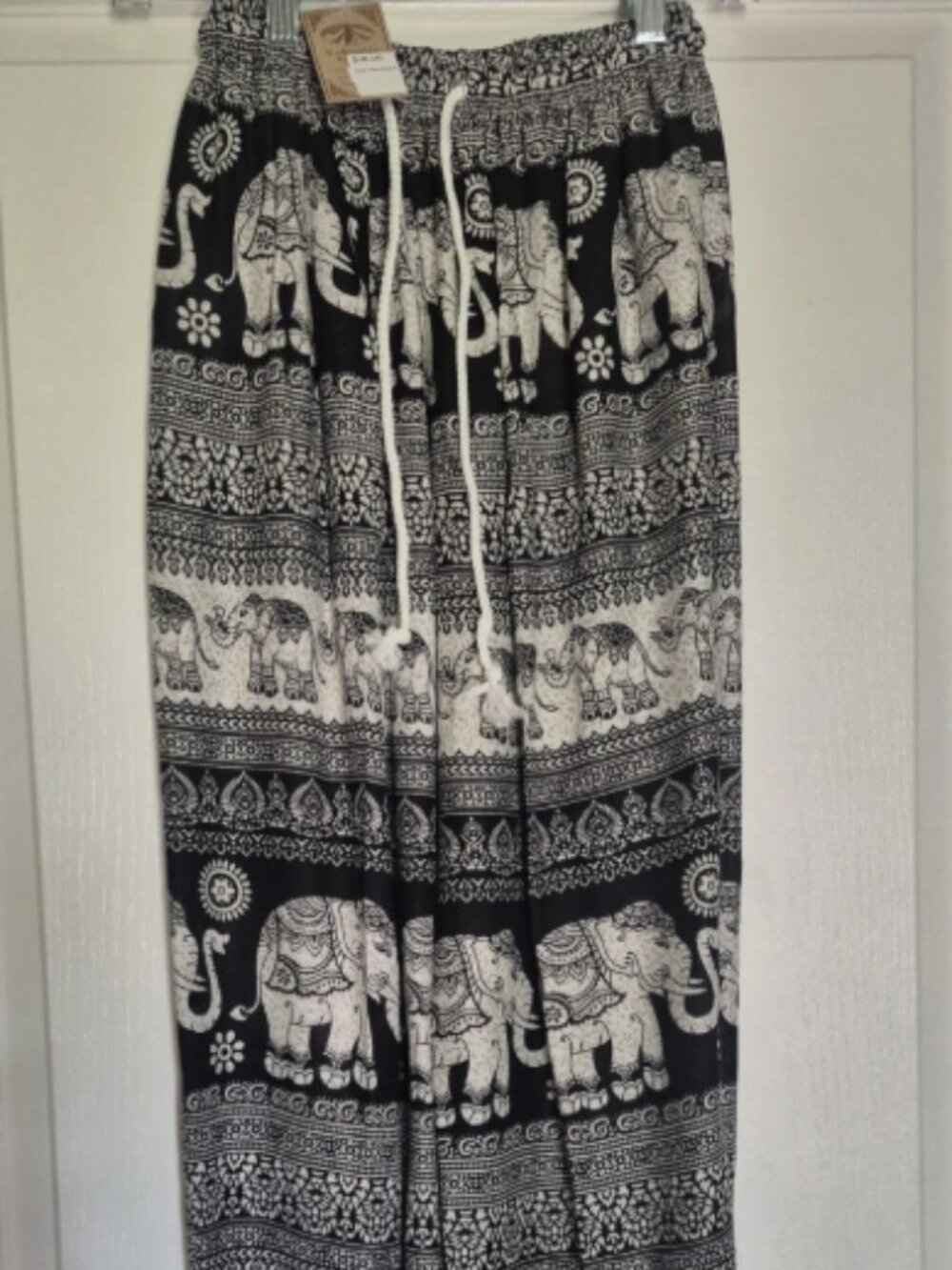 Boho Elephant Print Yoga Harem Pants Womens One Size Elastic Waist Lounge
